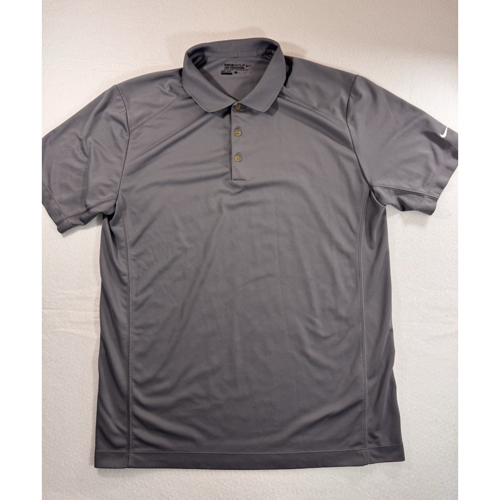 Nike Golf Tour Performance Mens Golf Polo Large Gray Dri Fit Lightweight Logo